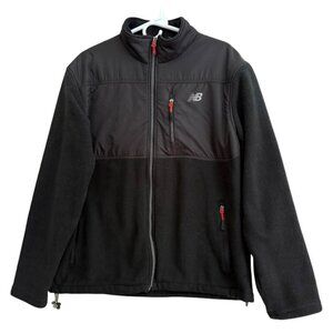New Balance Men's Full Zip Fleece Jacket in Black/Red Size Medium